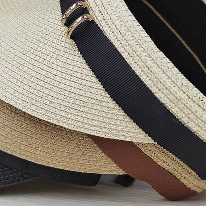 Wide Brim Summer Cap Sun Visor Cap with Elastic Head Straw Cap Sun Visor Hat for Women Beach Cap Baggy Sun Caadjustable Packable