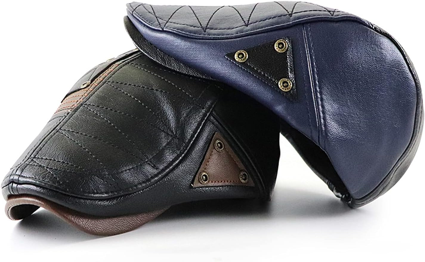 Mens Adjustable PU Leather Ivy Cap Newsboy Hat Classic Golf Flat Cap Gatsby Driving Fishing Hat for Men Father Dad